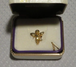 Landstrom's Black Hills Gold Cherub Guardian Angle Tie Tack pin 10kt w/ box - Picture 1 of 4
