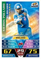✺New✺ 2016 2017 MUMBAI INDIANS IPL Cricket Card KIERON POLLARD Topps Attax