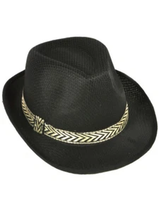 Childs Modern Black Mesh Fashion Fedora With Contrasting Hat Band - Picture 1 of 1