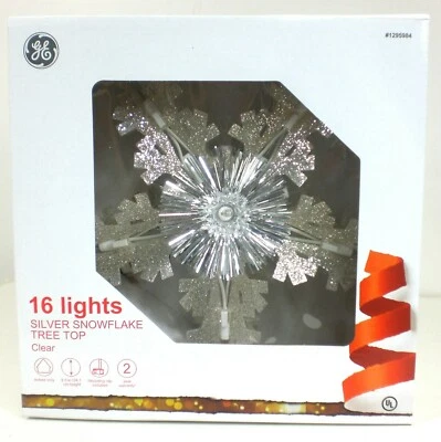 2020 通用电气假日经典 16 灯 9-1/2 英寸银色雪花树上衣新品 — 第 1/4 张图片