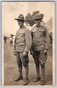 WWI US Army 16th Infantry 2 Soldiers l El Paso, TX Real Photo RPPC Postcard - Picture 1 of 2