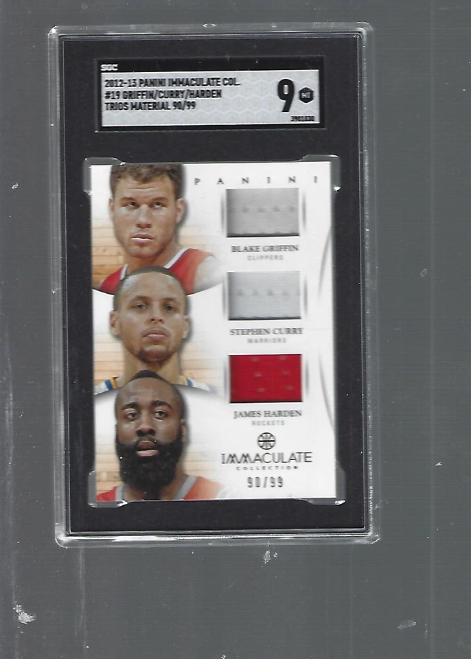 2012-13 Immaculate #19 Stephen Curry James Harden Blake Griffin Jersey /99 SGC 9 - Image 1 of 1