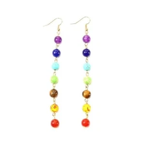 Pendientes de chakra cristal curativo pendientes colgantes joyas coloridas - Imagen 1 de 2