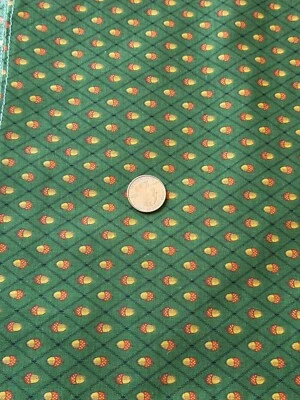 1 Yd Green Diagonal Squares with Acorns Fabric Concord Fabrics Kesslers - Image 1 of 3