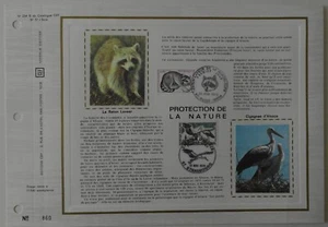 Feuillet CEF 1er jour 234 Soie 1973 Protection Nature Raton Laveur & Cigogne - Imagen 1 de 1