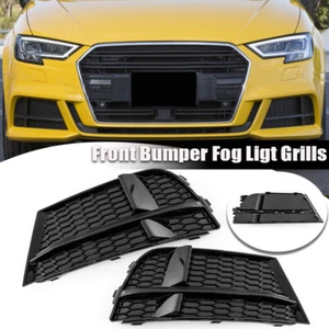 Front Fog Light Cover Bumper Lower Grille For AUDI A3 8V S-LINE 2017-2019 Black - Foto 1 di 11