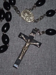 Large 30” Ebony Wood Rosary Vintage or Antique - Picture 1 of 7