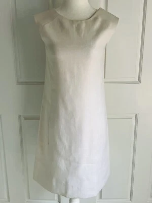 Vestido Vaina Vintage Años 60 Saks Fifth Avenue Marfil Lino Forro Seda Foto 1 de 4