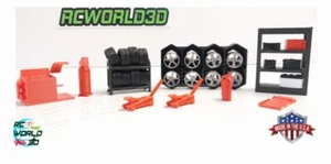 1:24 SCALE TIRE SHOP GARAGE ACCESSORIES 34PCS SET 3D PRINTED RC*DIECAST*DIORA - Picture 1 of 8