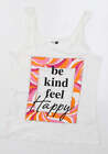Pep&co Womens White Cotton Basic Tank Size S Scoop Neck - Be Kind Feel Happy