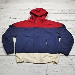 VINTAGE Nautica Sailing Jacket Mens Large Red White Blue Windbreaker 90s - Picture 1 of 6