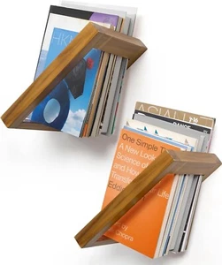 Floating Shelves Set of 2, Wall Mounted Shelves with Glod Brackets for Bathroom - Picture 1 of 9