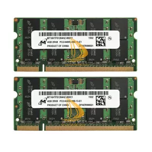 Micron 8GB 2X 4GB DDR2 RAM PC2-6400 DDR2-800MHz DDR2 200pin SODIMM Laptop Memory - Picture 1 of 3