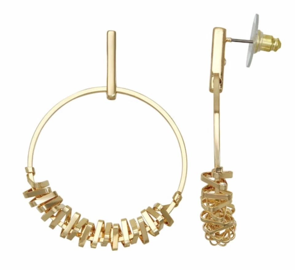 Pendientes colgantes de aro envueltos en tono dorado Nine West - Nuevos Foto 1 de 1