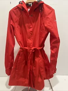 Columbia Omni-Shield Advanced Repellency Women Belted Rain Jacket Hood Red M - Picture 1 of 11