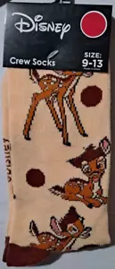 BAMBI SOCKS disney cartoon Cream Beige Brown ADULT CREW Size 9-13 NWT - Picture 1 of 4
