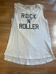 Medium White Forever 21 Studded Tank Top Rock N’ Roller - Picture 1 of 3