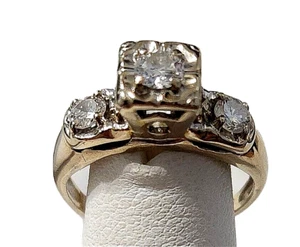 14K GELBGOLD 3 DIAMANTEN DAMEN RING CA. .5CTW - Bild 1 von 10