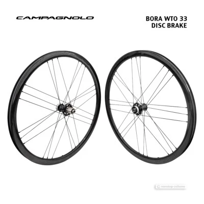 NUEVO Juego de ruedas de carbono Campagnolo BORA WTO 33 DISC BRAKE: ETIQUETA OSCURA ajuste bidireccional Foto 1 de 4
