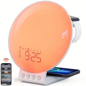 Smart App Control Sunrise Alarm Clock with Wireless Charging - Photo 1 sur 6