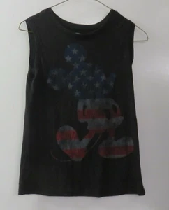 Mickey Mouse Silhouette Womans American Flag Black Sleeveless Shirt - size XS - Picture 1 of 4