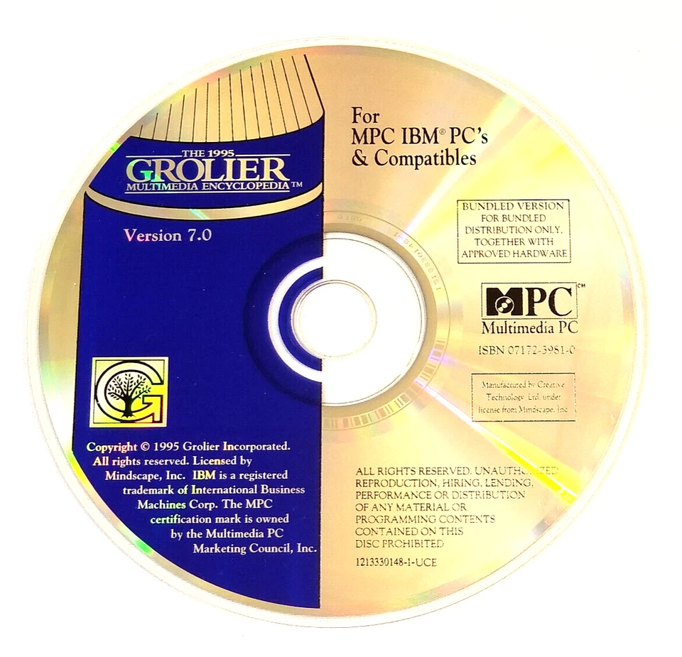 CD ROM 1995 GROLIER MULTIMEDIA ENCYCLOPEDIA - Image 1 of 1