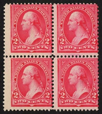 EE. UU. Sc# 266 *COMO NUEVO OG NH* { 2c WASHINGTON BLOQUE DE 4 } ESCASO TIPO II 1895 CV$ 480 Foto 1 de 3