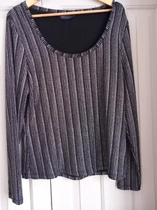 M&s Silver Sparkle Ribbed Scooped Neck Top Size 20 - Picture 1 of 4