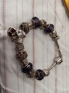DIY Bracelet With Sterling Silver Purple Crystal Beads Glass Beads Charms - Picture 1 of 9