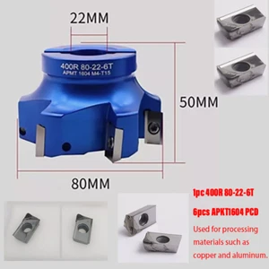 Cortador de fresa frontal de aluminio indexable AL-400R-80-22-6T + PCD APKT160404 6 piezas - Imagen 1 de 9