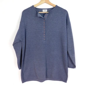 Vintage Para Grey Henley Sweater Size Medium Button Neck Soft Cotton Knit Casual - Picture 1 of 5