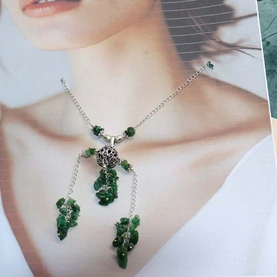 Trending Green Aventurine 925 Silver Plated Beaded Necklace 18" GW - Image 1 of 3