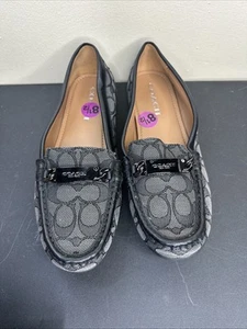 Women's Coach Signature Monogram Loafers Charcoal & black Good condition - Picture 1 of 7