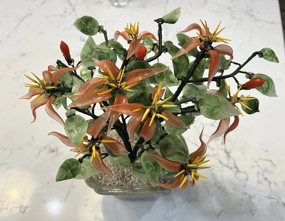 中国美術 七宝焼 玉石盆栽 玉石盆景 觀賞石 中国美術 七宝焼 玉石盆栽