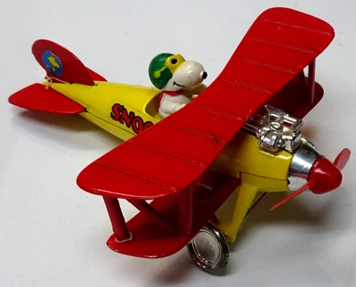 RARE Vintage Aviva 1965 UFS Diecast Red Baron Bi-Plane w/Decals 4.5" Long Used - Image 1 of 4