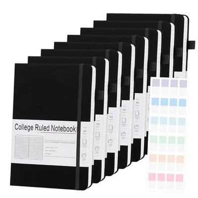 Cuadernos de diario forrados A5 para el trabajo, 192 páginas, paquete mediano de 5,7 x 8 negros Foto 1 de 4