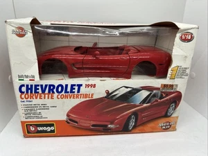 BURAGO 1:18 1998 99 C5 CORVETTE CONVERTIBLE TORCH RED DIECAST METAL KIT 79261 - Picture 1 of 11