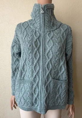 Aran Crafts Cardigan Sweater  Cable Knit Merino Wool Zip Cardigan Size M - Image 1 of 4