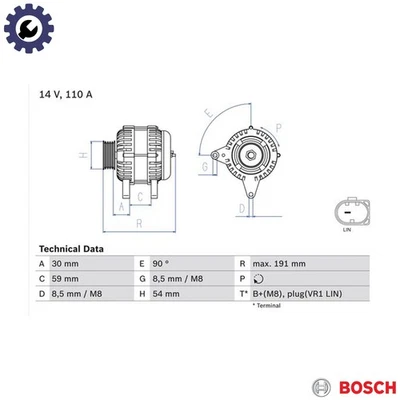 ALTERNATOR 0 986 083 270 FOR SKODA KAMIQ KAROQ OCTAVIA/III/Combi FABIA SCALA - Image 1 of 4