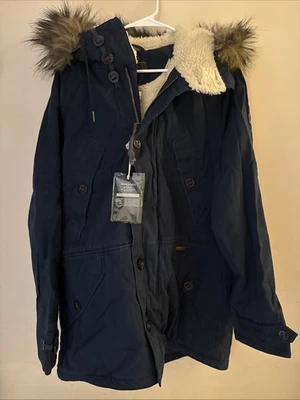 Abrigo Parka Pesado Abercrombie & Fitch Para Hombre Sherpa Forrado Algodón Piel Sintética Talla M Foto 1 de 4