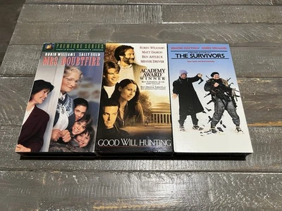 Robin Williams Classic VHS Movies Mrs Doubtfire Good Will Hunting The Survivors - Image 1 of 3