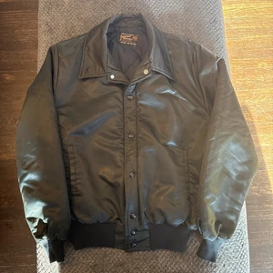 Vintage 80s 90s Nylon Goose Down Bomber Jacket Black Men’s Large - Bild 1 von 12