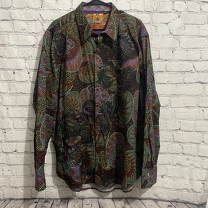 Robert Graham Mens Chimera 3XL Button Up Long Sleeve Embroidered Flip Cuff Rare - Picture 1 of 14