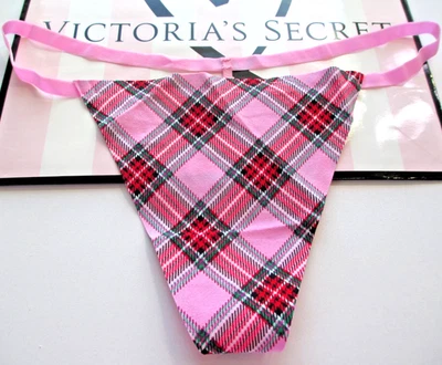 VICTORIA'S SECRET PINK No Show V-String Thong Panty VS Pink Plaid S M L XL NWT - Image 1 of 4
