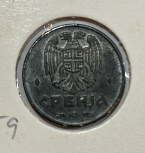 1942 Serbia 1 Dinar German Occupation Coinage Coin - Picture 1 of 3