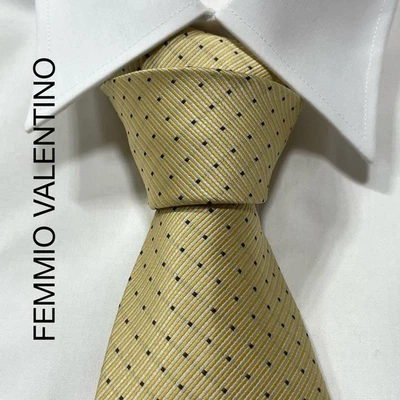 Corbata FEMMIO VALENTINO Punto Amarillo Rayas Poliéster Usada 80cm Foto 1 de 4