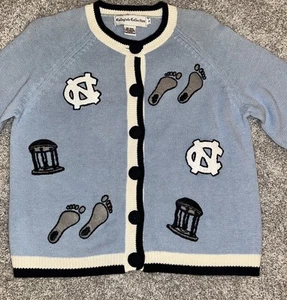 Maglione Vintage UNC NORTH CAROLINA TAR HEELS Bottone Collegiale Donna 8 - Foto 1 di 10