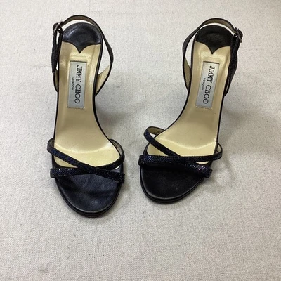 Tacones Jimmy Choo para mujer 37 1/2 3,5 pulgadas tacón multicolor Bling Slingback Foto 1 de 4