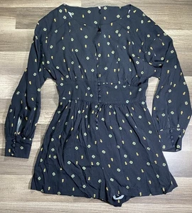 Free People Love Grows LS Mameluco Botón Frontal Ojo de Cerradura Top Boho Vaquera Talla Mediana - Imagen 1 de 8