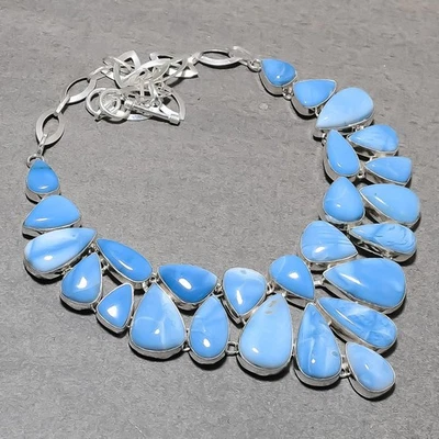 Collar Joyería Étnica Dotada a Mano Moda Piedras Preciosas Ópalo Azul 18" SR 7221 Foto 1 de 4
